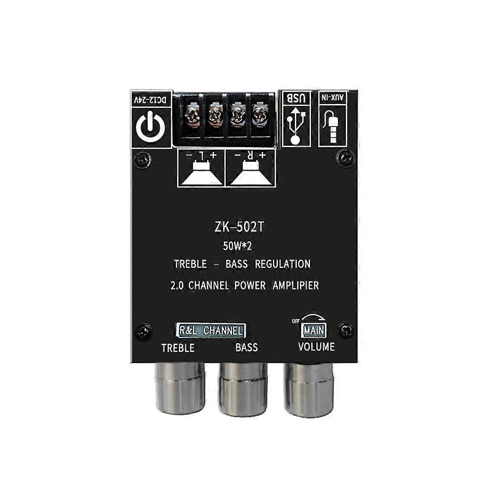 ZK-502T 50Wx2 Stereo Amplifier Board Car Bluetooth Dual-Channel Stereo High and Low Frequency Adjustment Amplifier Board