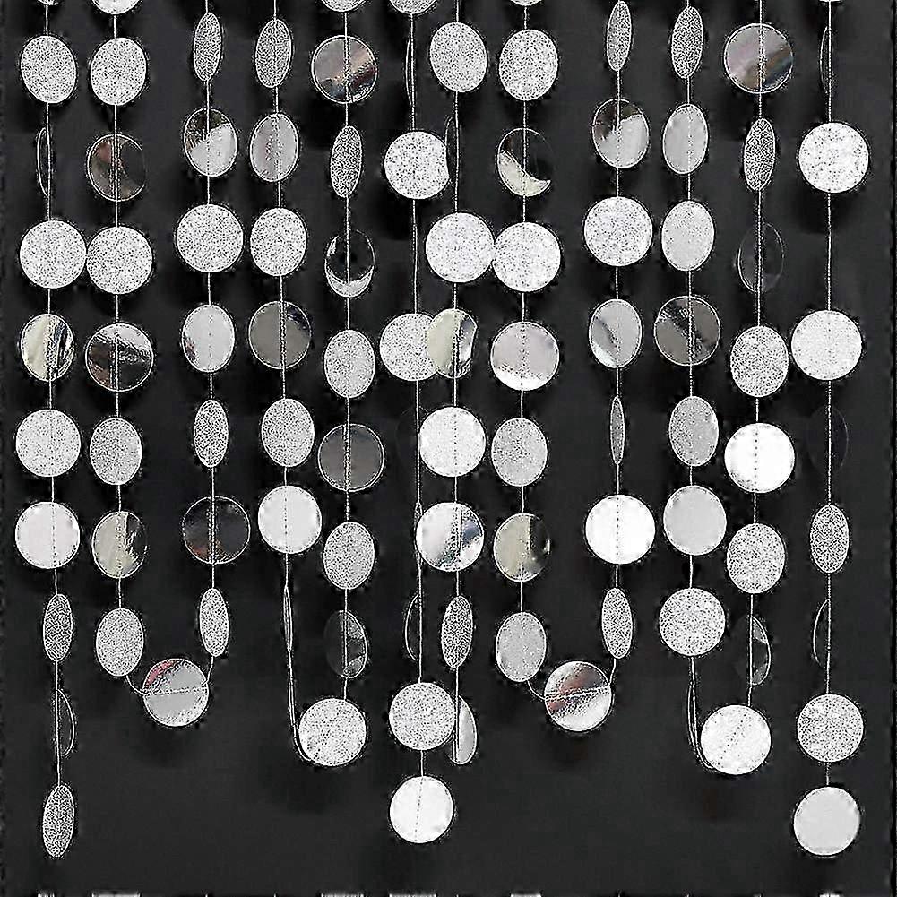 Silver Sparkle Circle Dot Garland Hanging Dotted Streamer Party Decor String Banner