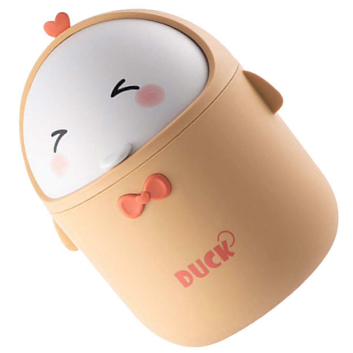 Mini Desktop Trash Can with Lid Cute Yellow Plastic Waste Bin for Office Desk and Home Use