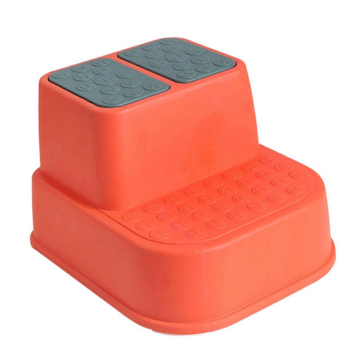Multi Function Stool Red Double Footstool Thickened PP Material Alphabet Design For Home Kindergarten Nursery Use