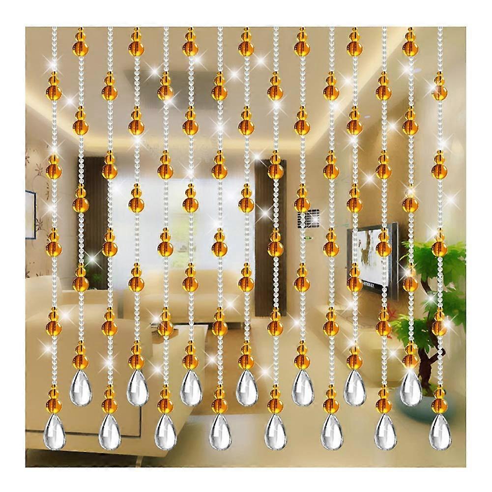 Beaded Door Curtain with Crystal Strands for Room Divider, Handmade 20 Strands, 0.6x0.8m, Color A