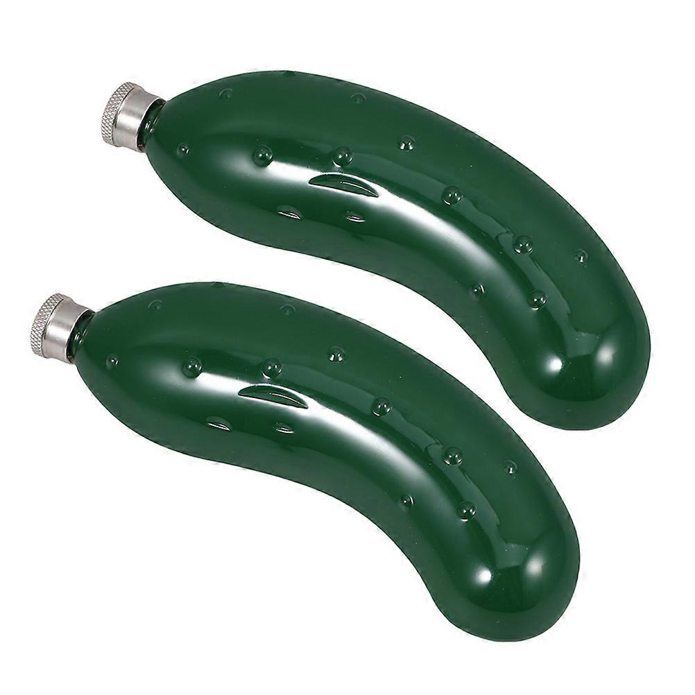 Whiskey Flask for Men Stainless Steel Cucumber Shaped Flask 2Pcs