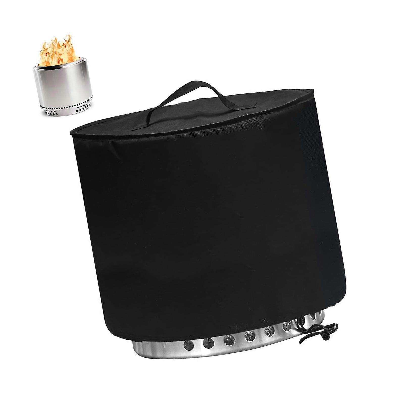 15 Inch Round Fire Pit Cover With Adjustable Windproof Drawstring Perfect Adapter Waterproof Dustproof Durable Polyester Construction  Black