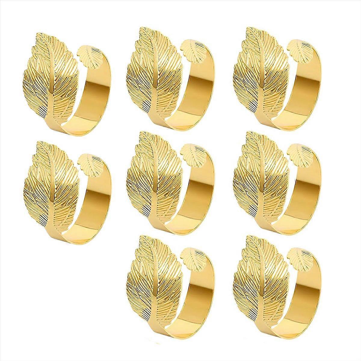 Gold Napkin Rings Set of 8, Leaf Bulk Napkin Ring, for Easter Wedding