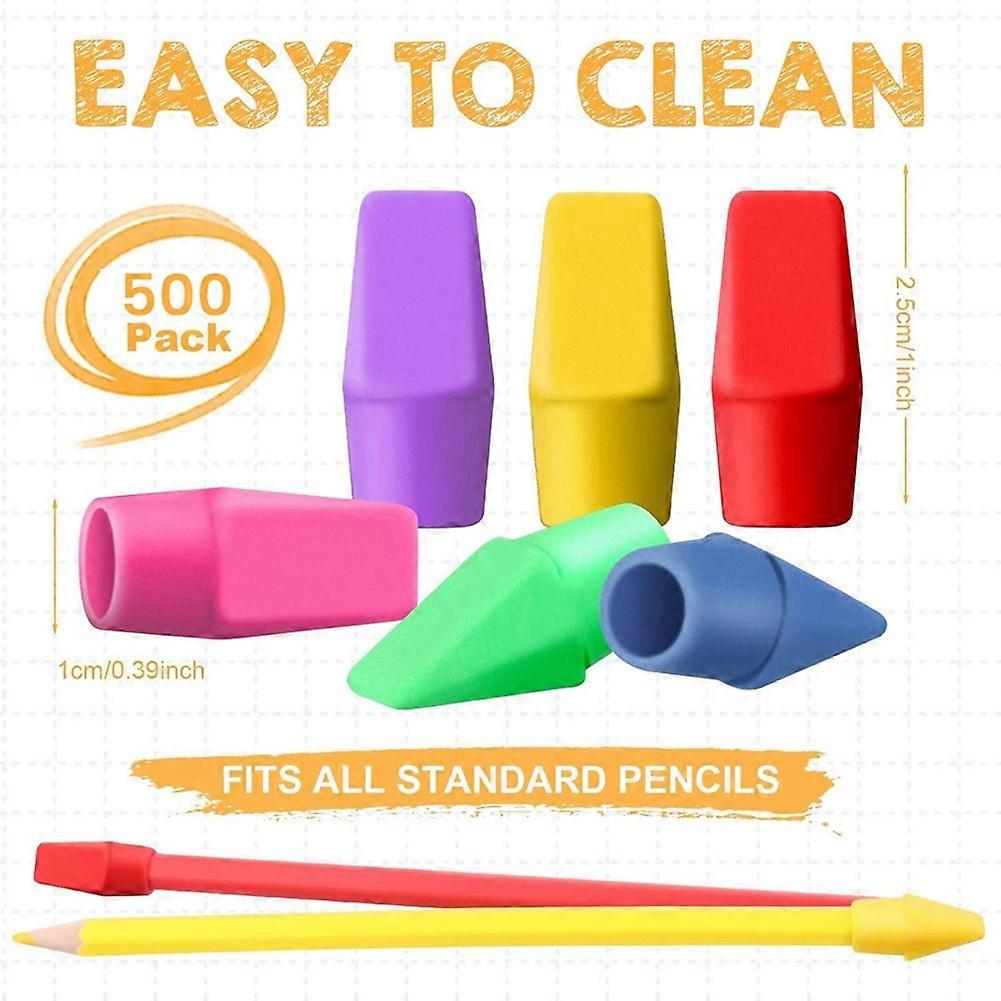 500PCS Caps Pencil Erasers Chisel Shape Pencil Eraser Caps