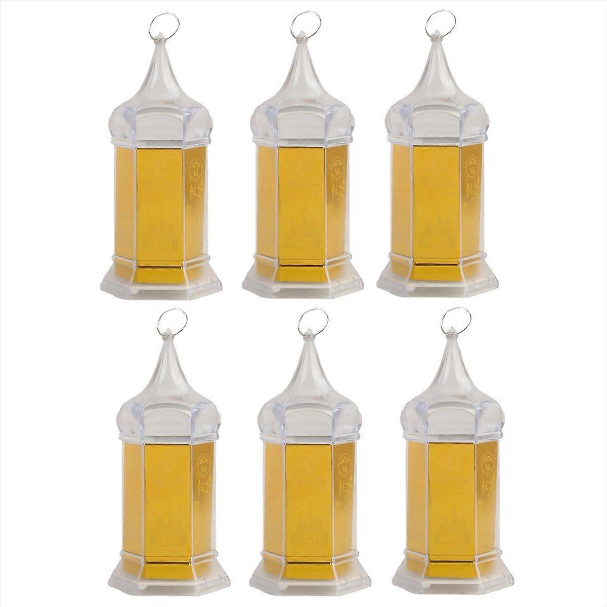Ramadan Candle Lantern Lights, 6.1 Inch Gold Mini Lantern Lights