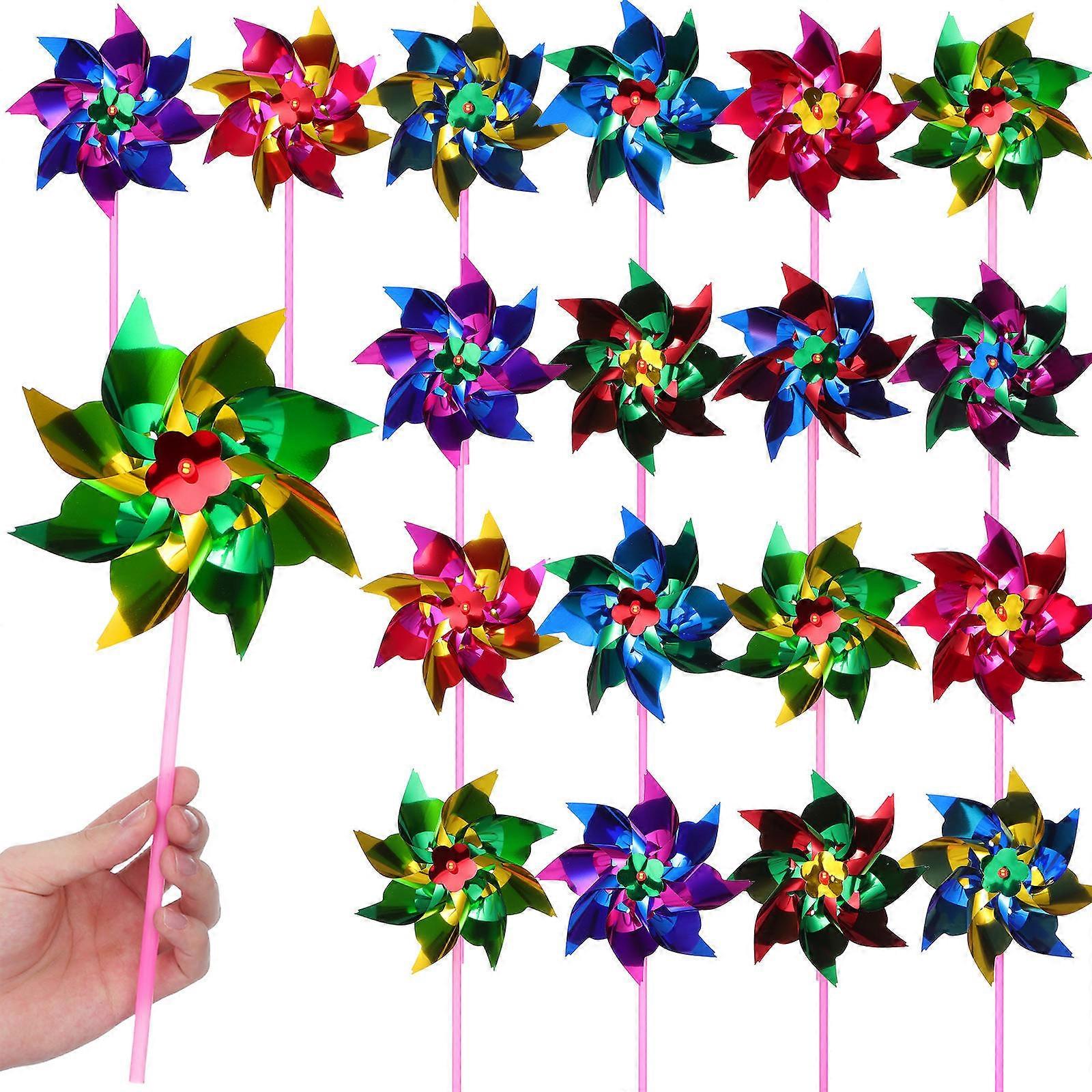 100 Pcs Kids Windmill Toys Octagonal Pinwheels Windmill Playthings(Random Color)