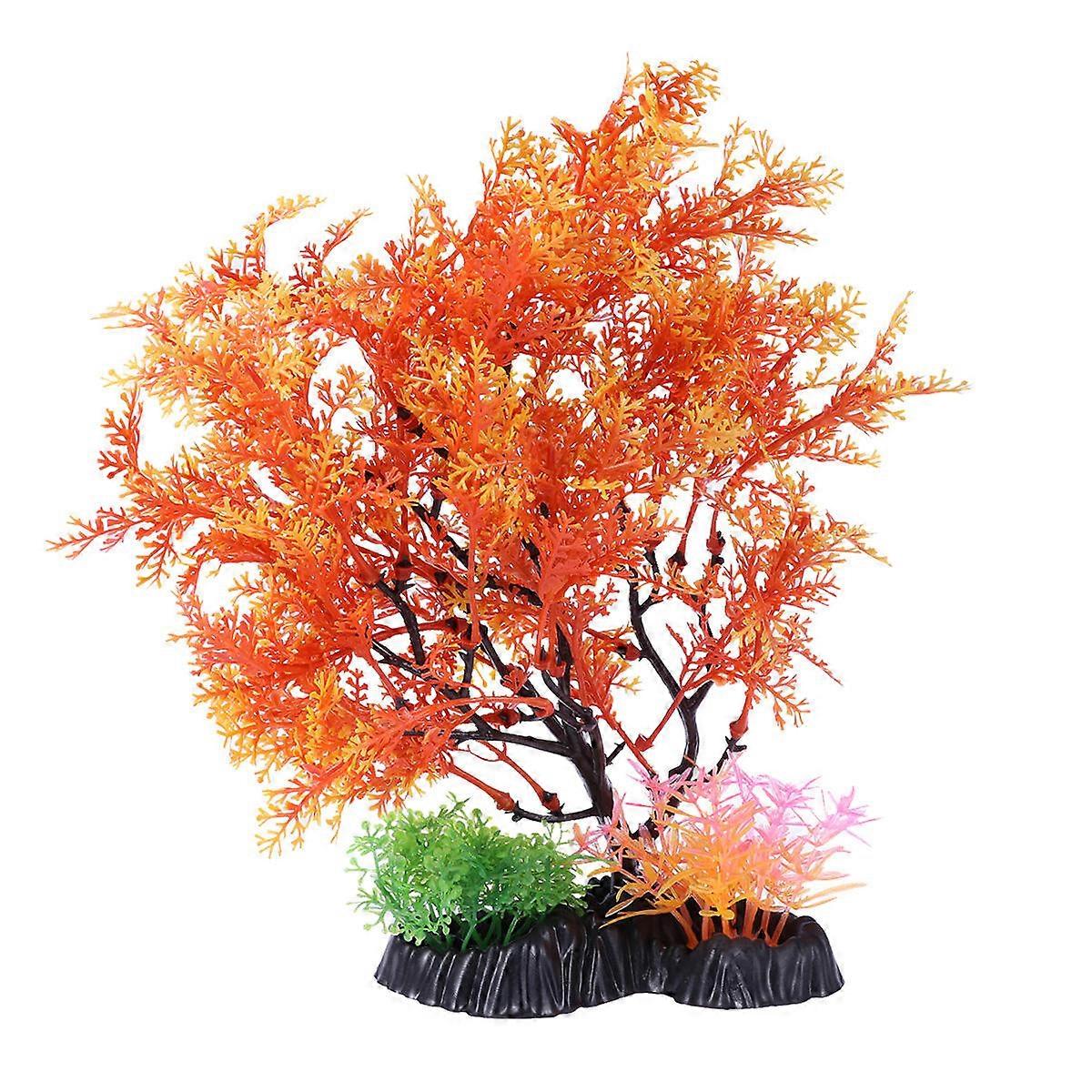 Plastic Aquarium Ornament Artificial Orange Tree Fish Tank Decor 2Pcs