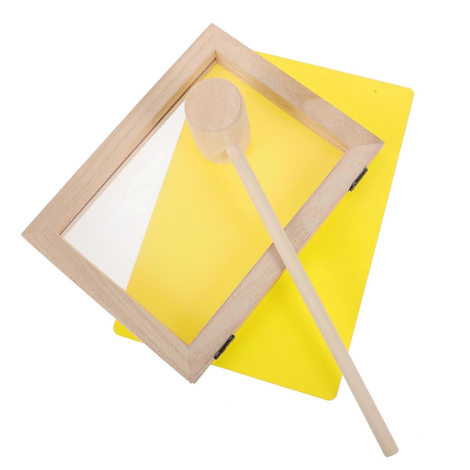 Rectangular Paper Making Mold With Hammer Base Plate 1 Set Suitable For Educational Tool Home Education