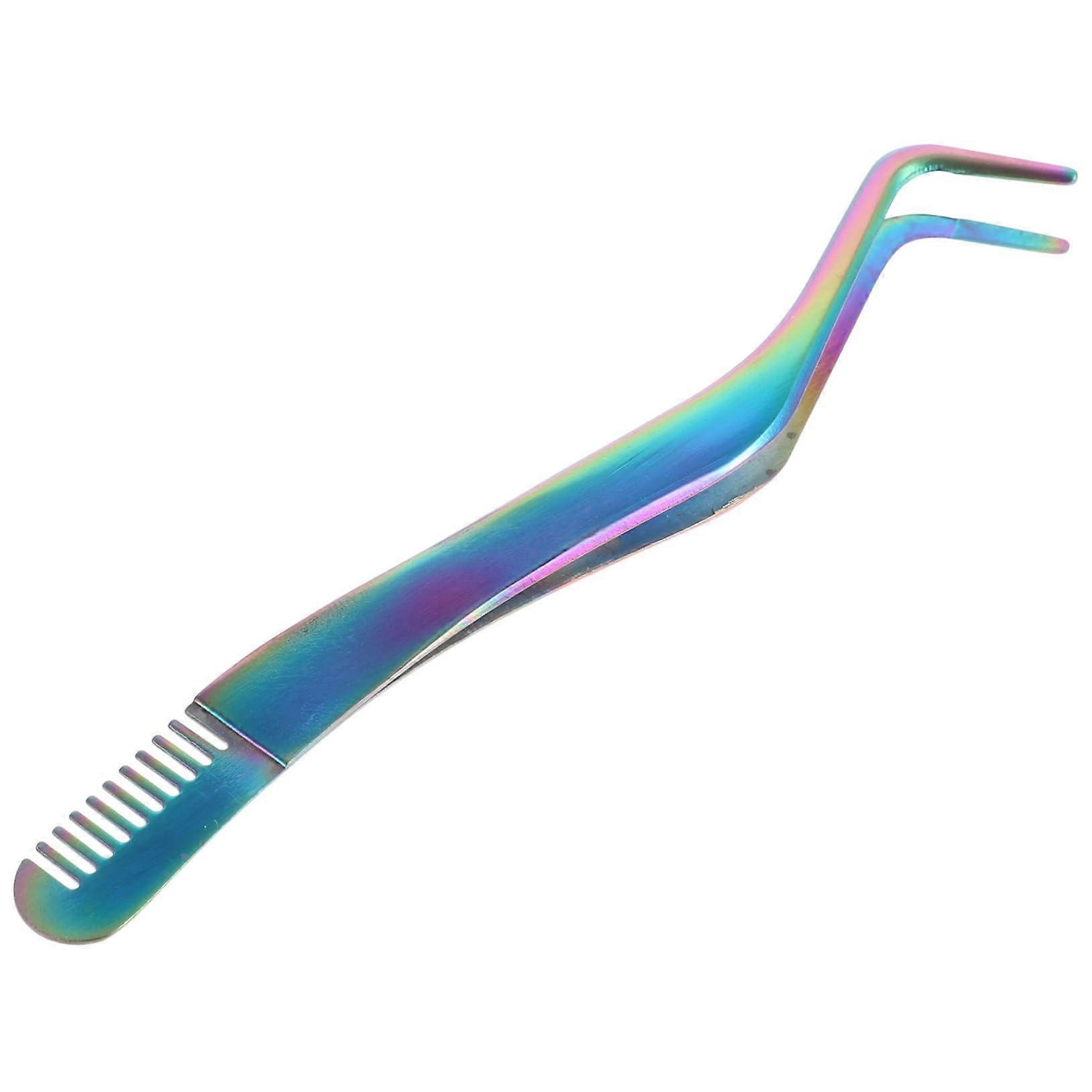 Stainless Steel Eyelash Tweezer Applicator with Comb for Precise False Lash Extensions