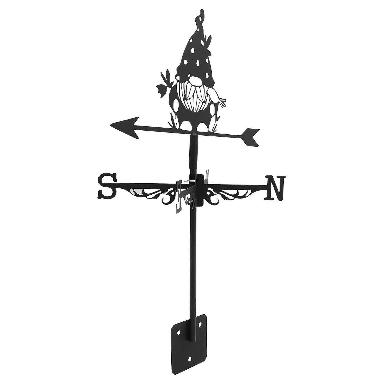 Yard Decor Gnome Weather Vane Iron Wind Direction Indicator for Roof Use