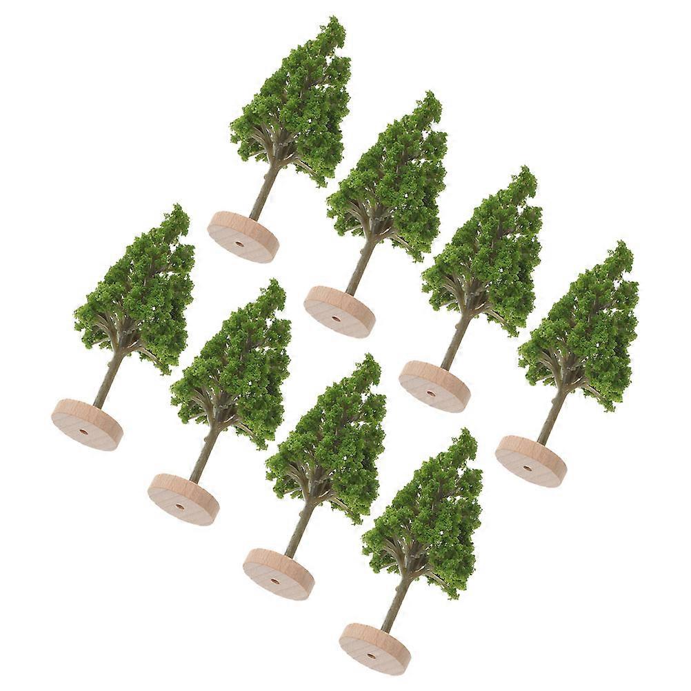 Miniature Simulation Tree Model Green Plastic Trees for Decor 8Pcs