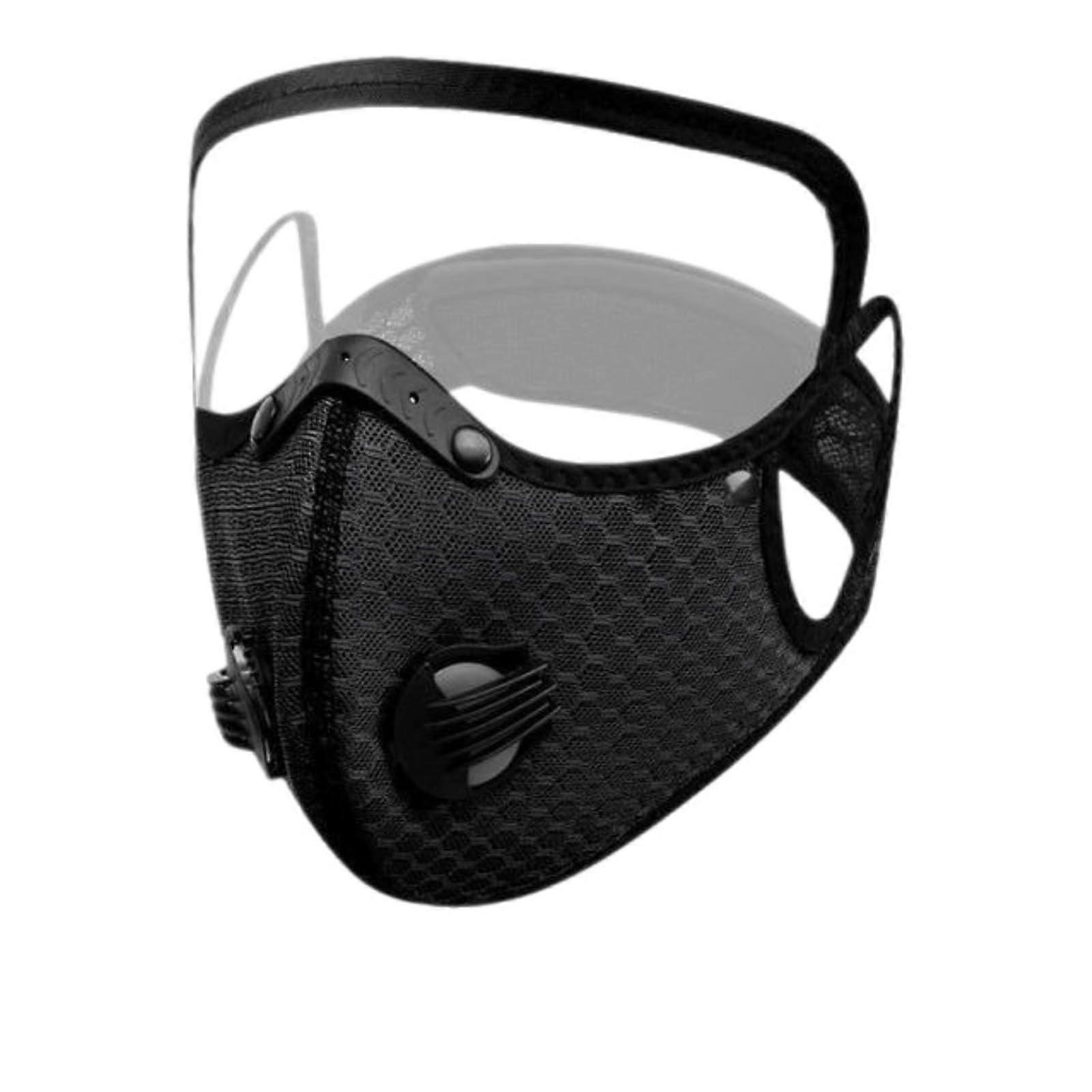 Cycling Face Mask with Goggles, Waterproof FiveLayer Filter, Windproof Motorcycle Riding Mask Black