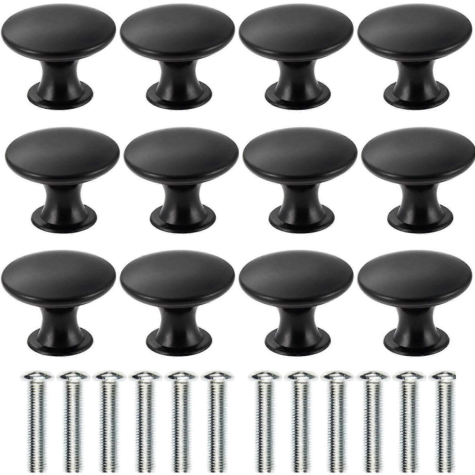 12 Pack Black Vintage Cabinet Knobs and Antique Brass Drawer Pulls, Round RustResistant Design