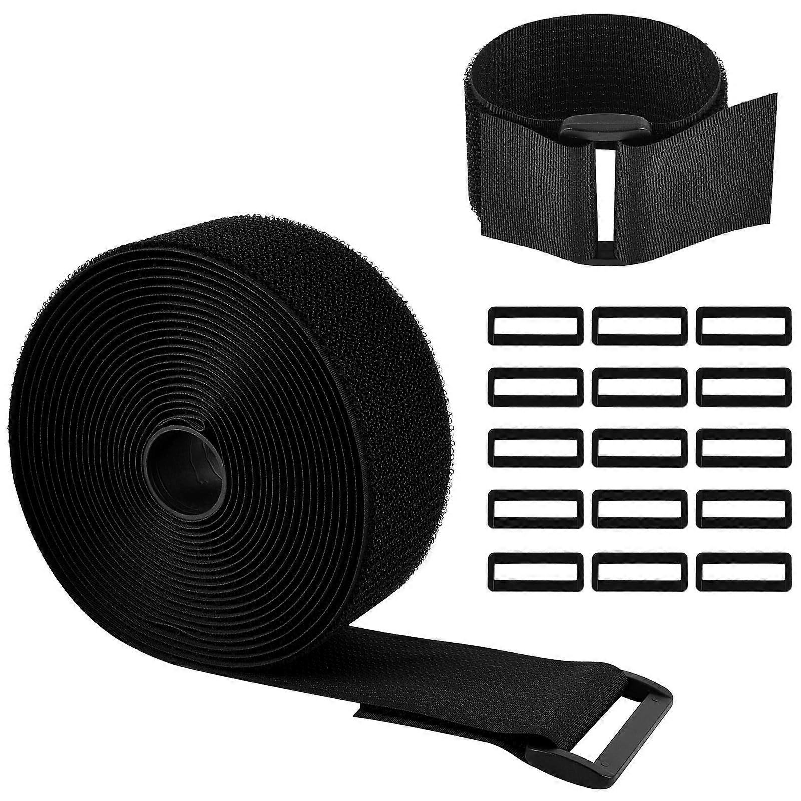 16.4ft x 2in Heavy Duty Hook and Loop Straps with 15 Buckles, Adjustable CuttoLength Nylon Cable Straps for Securing Cables, Hoses and Pipes