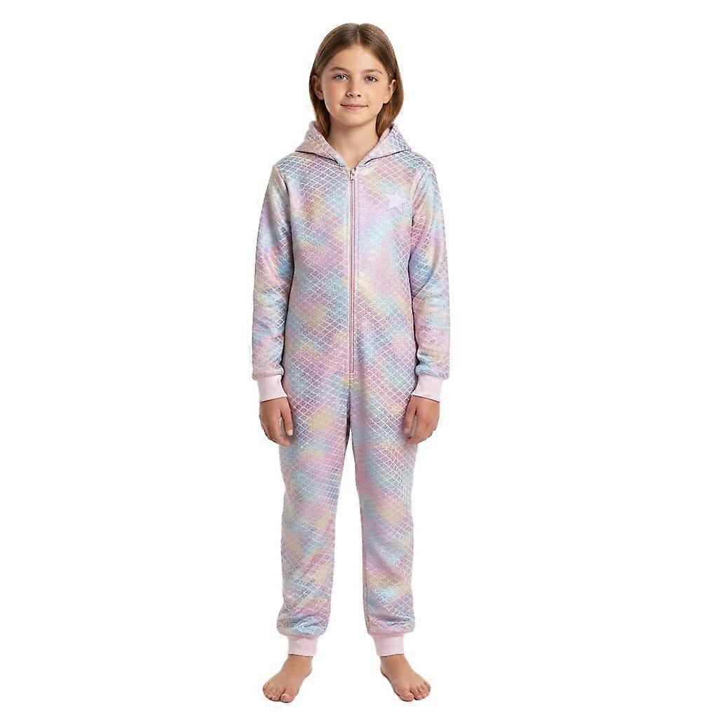 Kids Girls Mermaid A2Z Onesie One Piece Soft Fleece All-in-One Pyjamas Hood Star
