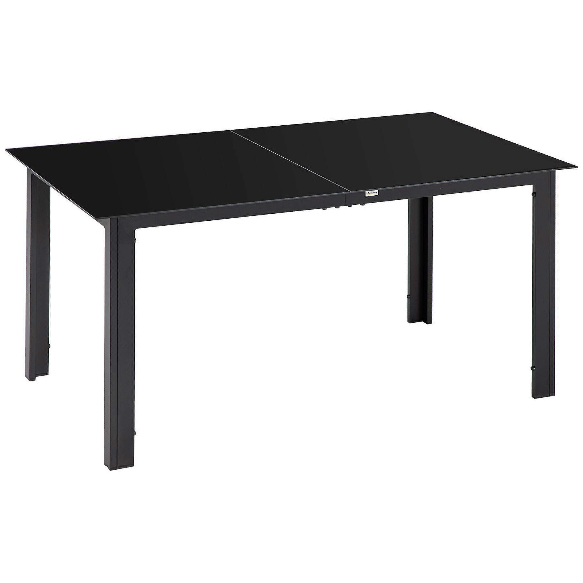Outdoor Dining Table for 6 Aluminium Rectangular Glass