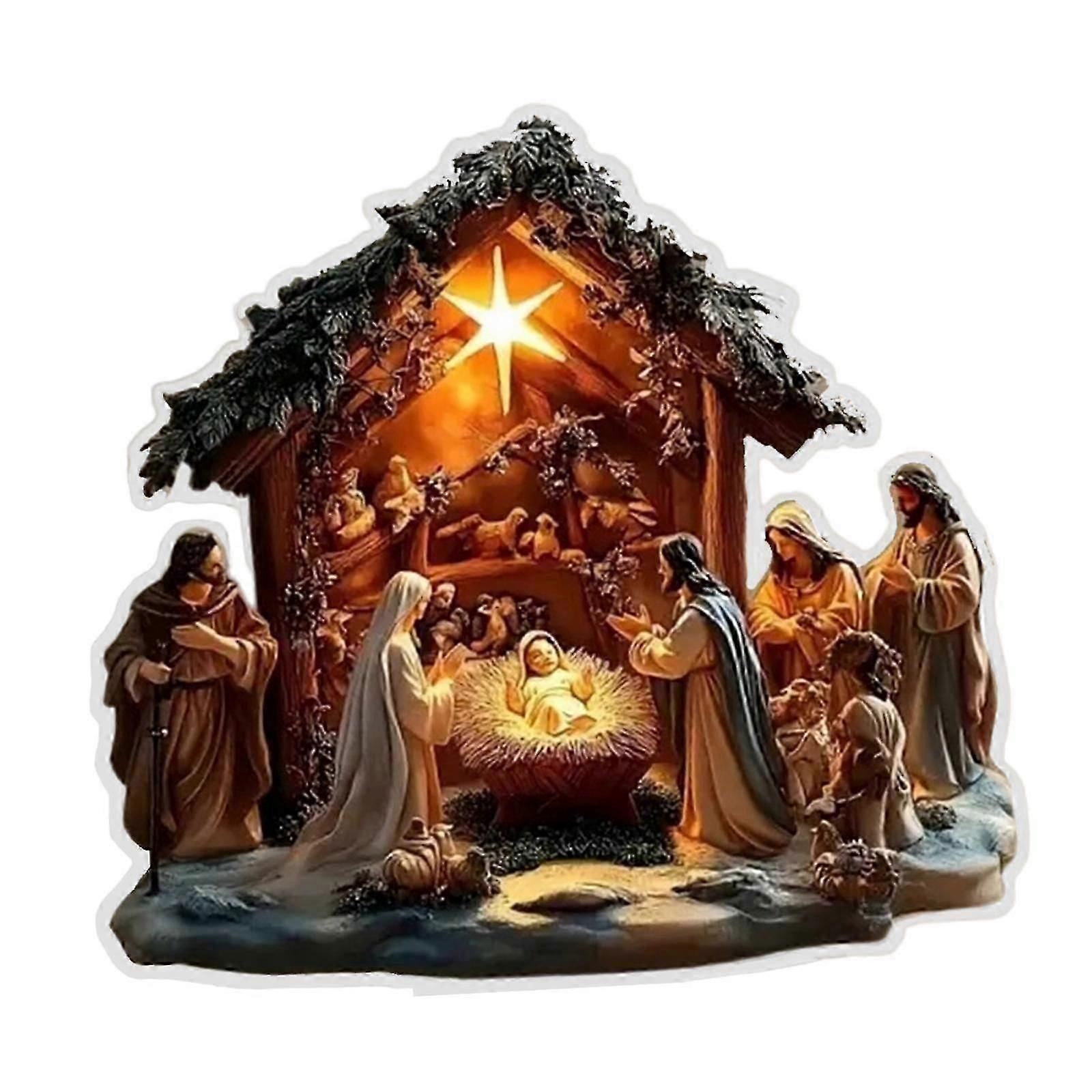 Valaistu seimipihan kyltti - säänkestävä akryyli joulukoriste nurmikolle ja puutarhaan