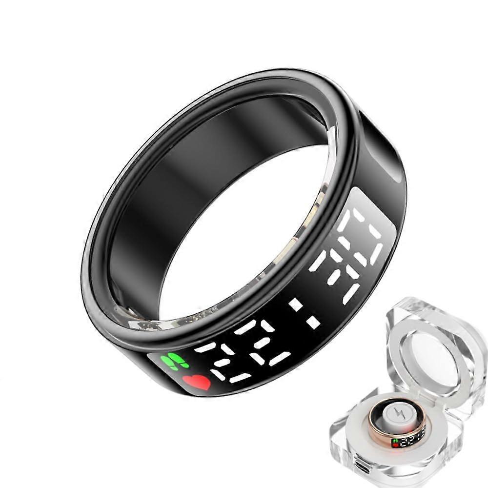 Smart Ring with LED Display Heart Rate SpO2 Sleep Tracker IP68 Waterproof Bluetooth Sync Black 11