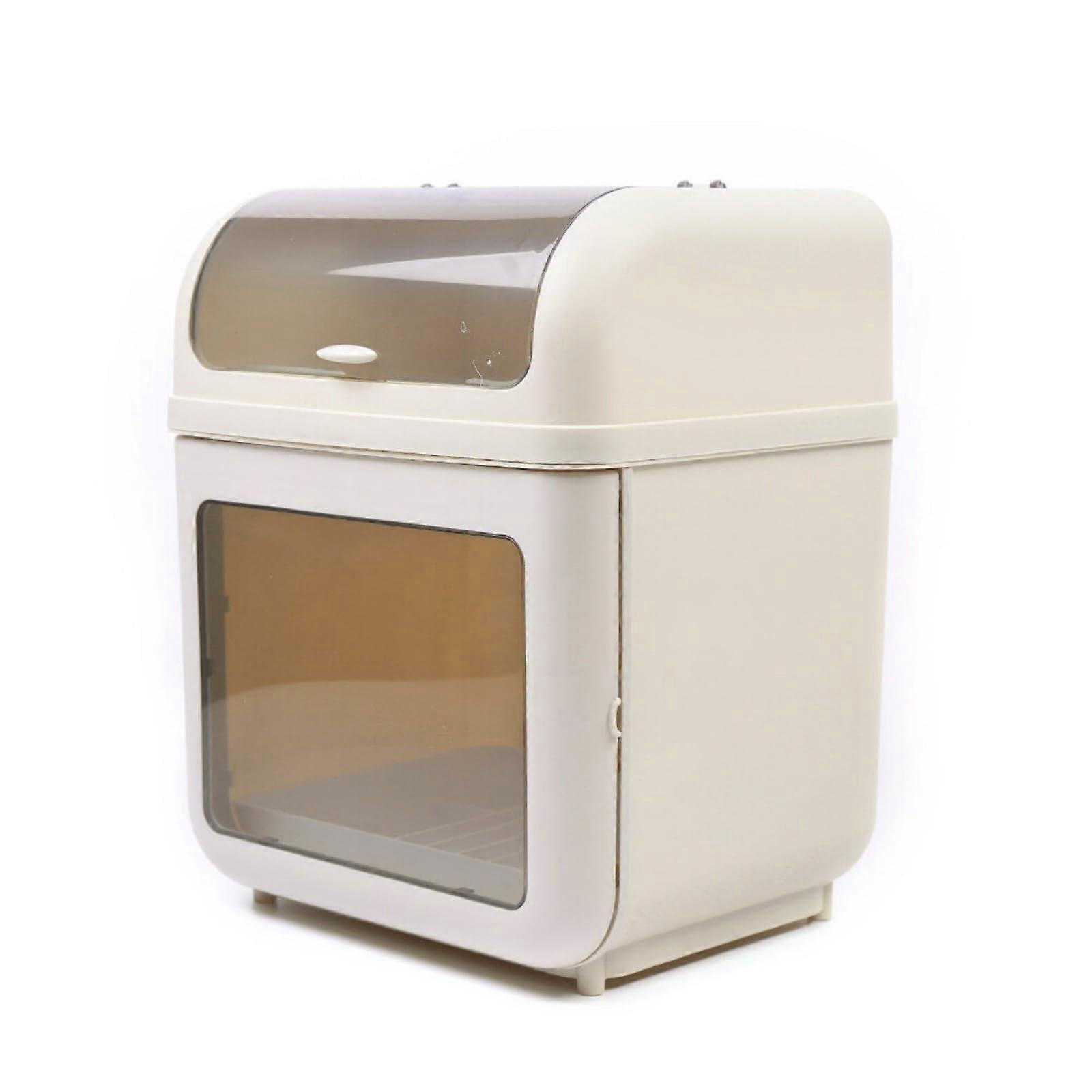 Kitchen Storage Rack 2 Tier Large Capacity Dish Drying Rack with Lid Khaki Counter Organizer