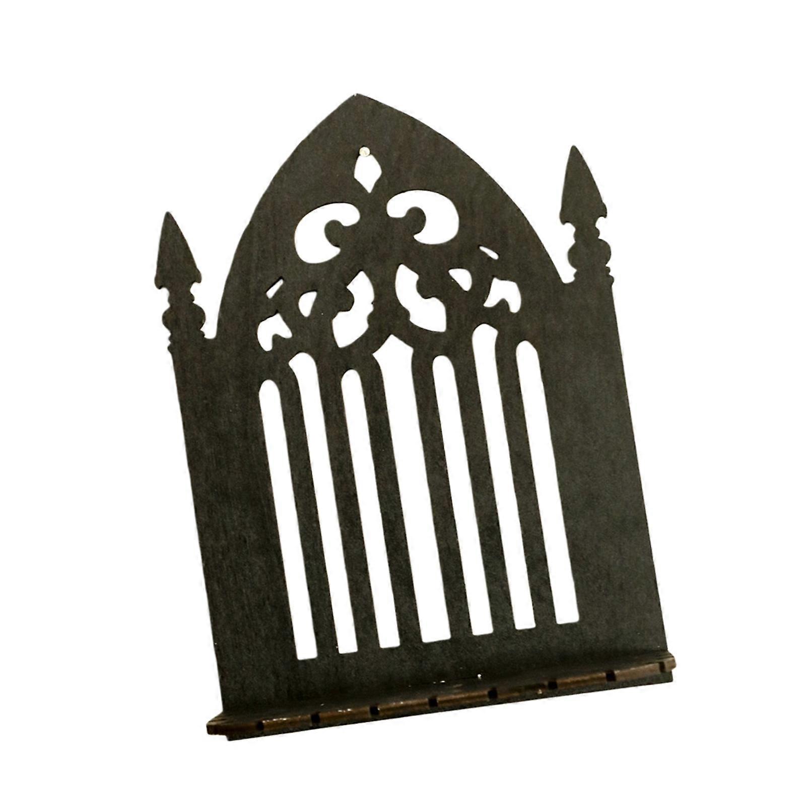 Practical Gothic Wall Shelf for Mounting Decors Items in Study Room Black Wood Space Saving Shelf Multicolor