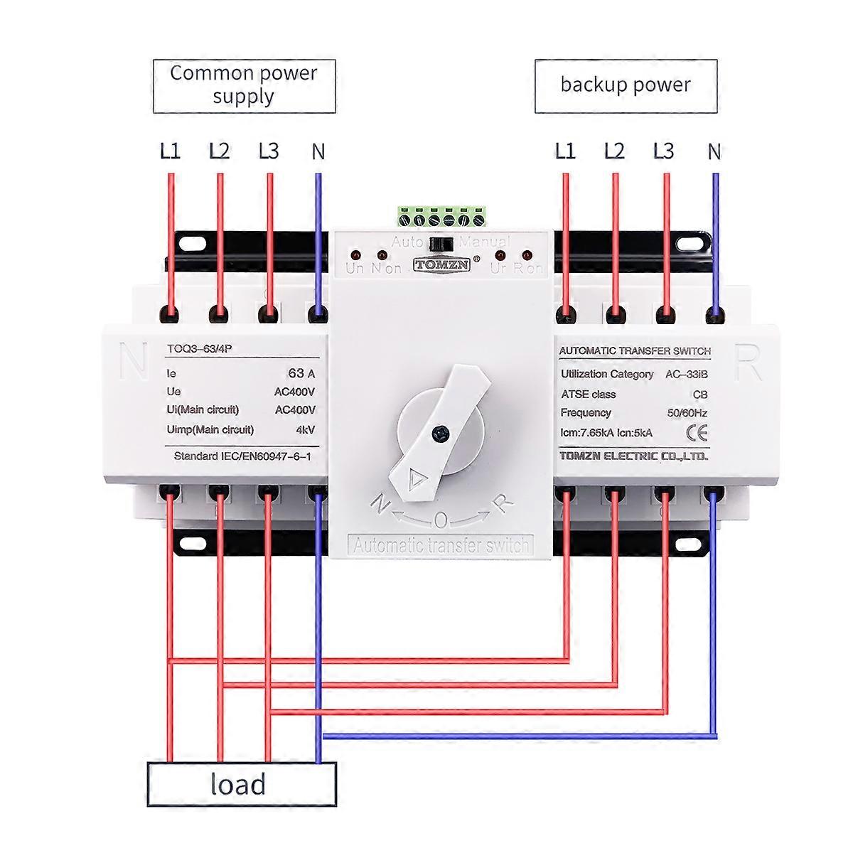 4P 63A 380V MCB type Dual Power Automatic transfer switch ATS
