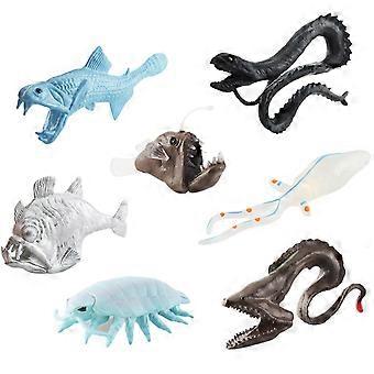 7stk Havdyr Modeller Simuleret Gulper Ål Havtaske Blæksprutte Hatchet Fish Mini Figur Tidlig læring Pædagogisk legetøj Ocean Animal Set Fisk Ta