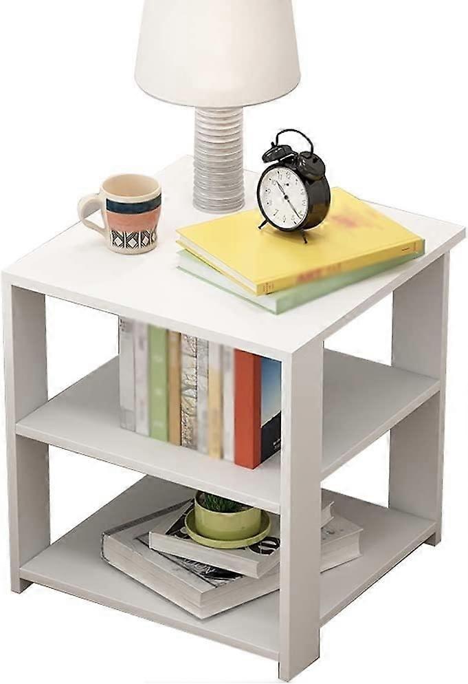 Solid Wood Bedside Table with DoubleLayer Storage and Waterproof Finish for Bedroom and Living Room