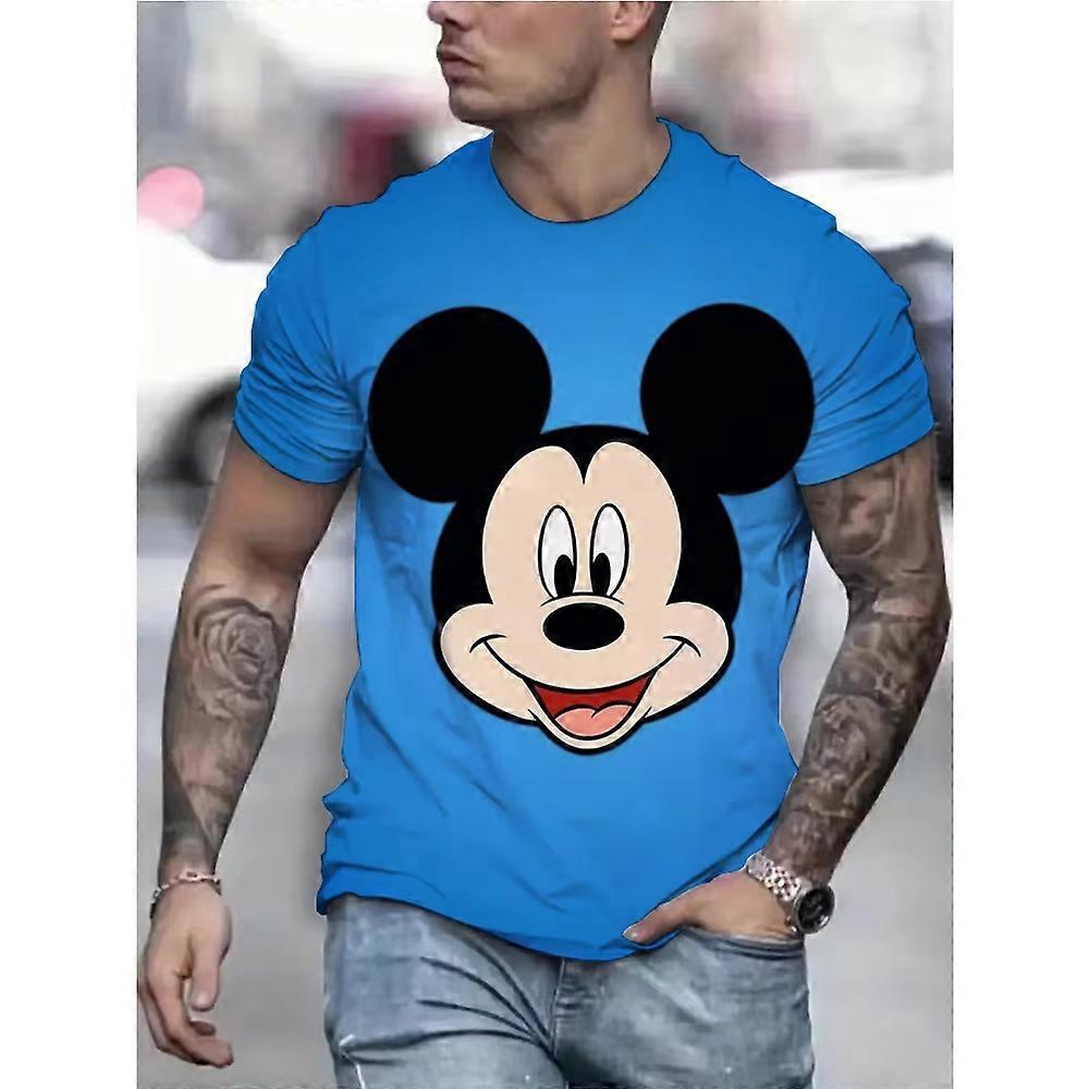 T-shirt manches courtes col rond pour homme, estival et d��contract��, Vintage, surdimensionn��, imprim�� en 3D, Disney Mickey Mouse, 2026