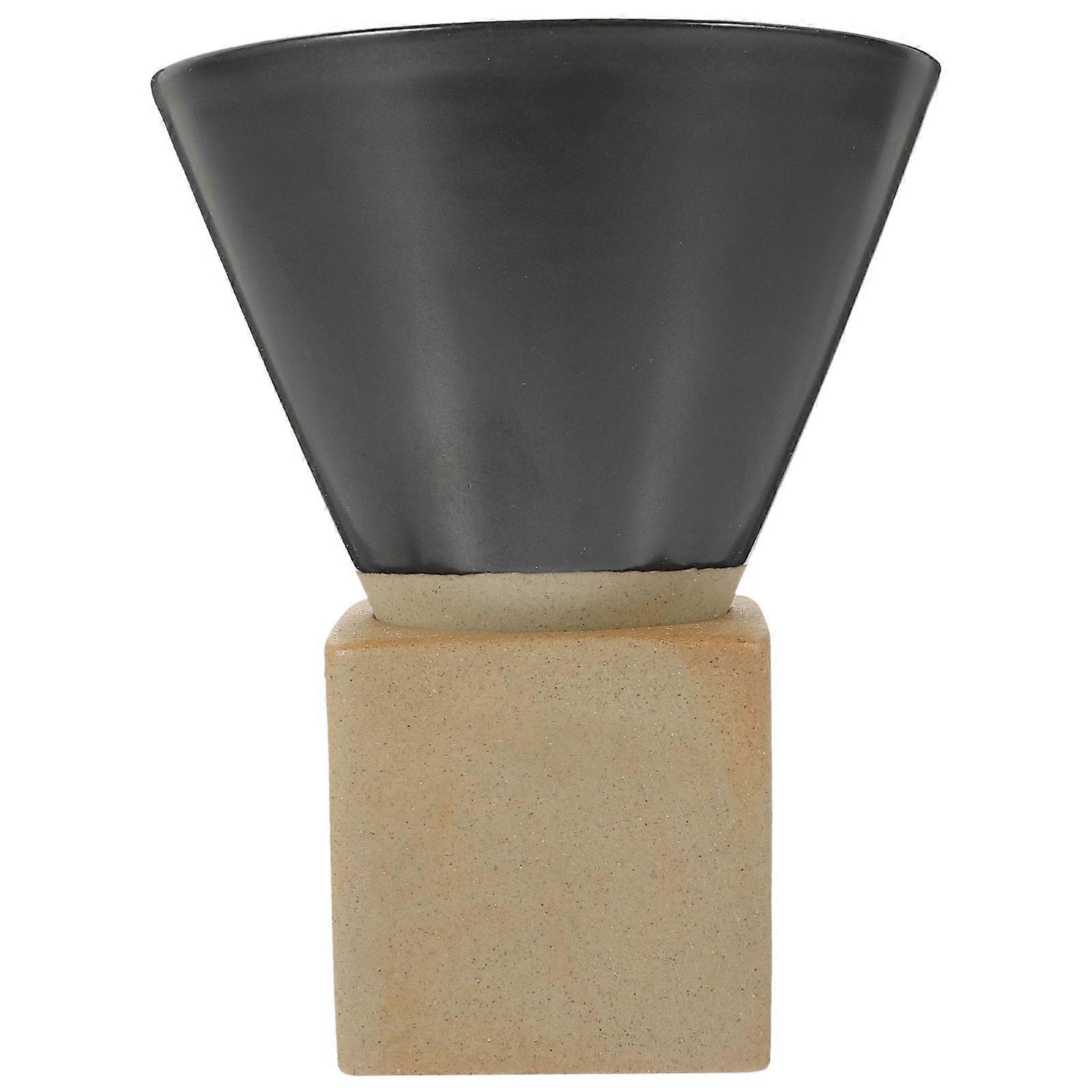 1Set Retro Coffee Cup Ceramic Coffee Cup with Base in Black