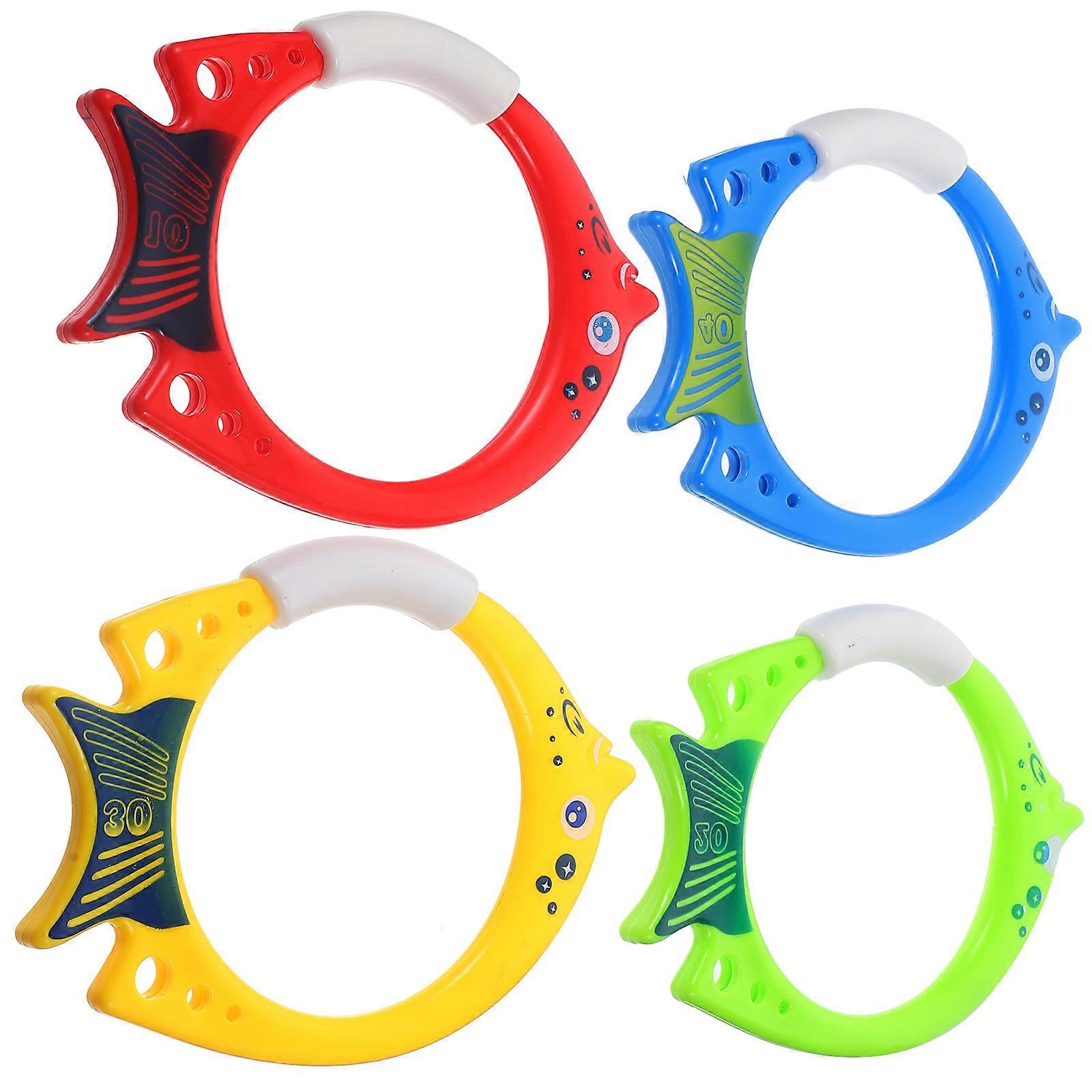 Underwater Fish-Shape Diving Rings Diving Training Tool 4Pcs Assorted Color