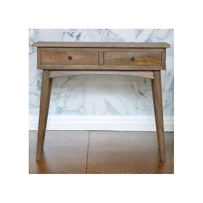 Solid Wood Hallway Console Table, 2 Drawers, Beige
