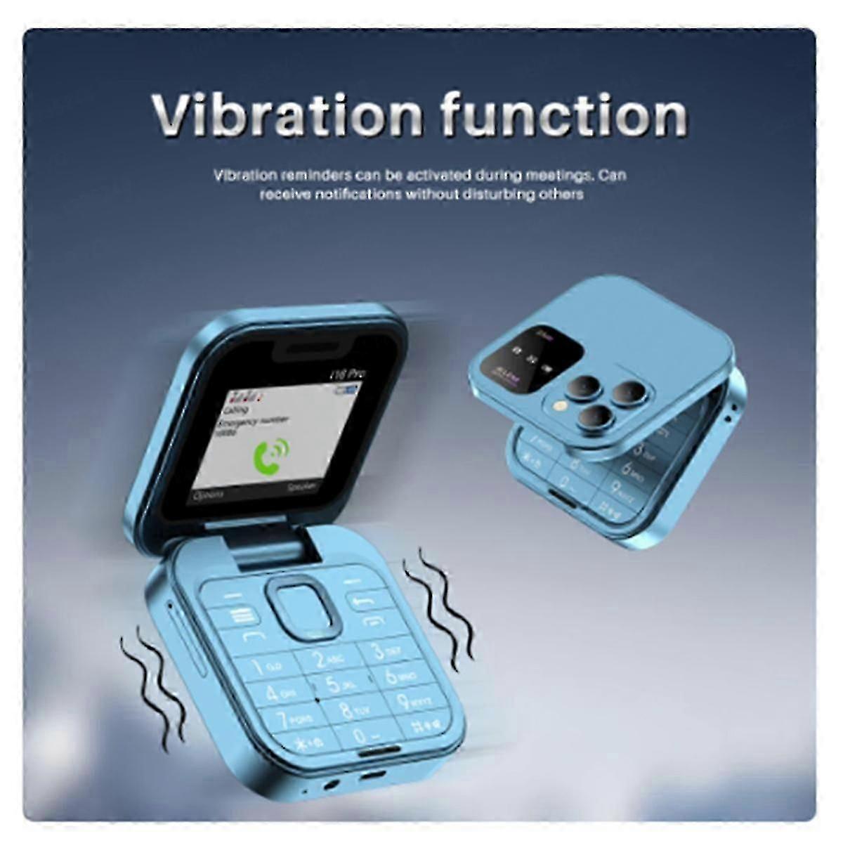 Mini Flip Mobile Phone 2SIM Card Small Display Foldable Phone(Blue)