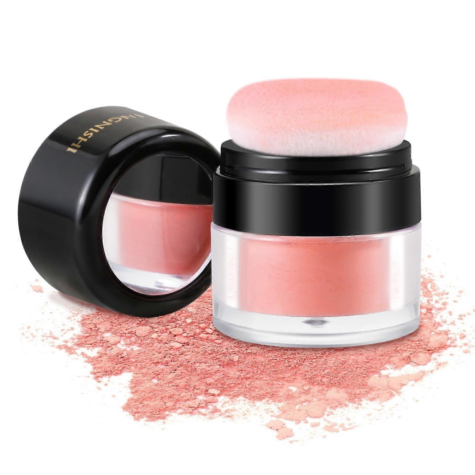 Blush Makeup Powder Blush Matte Finish for Cheeks Long Lasting Buildable Pink with Sponge Applicator