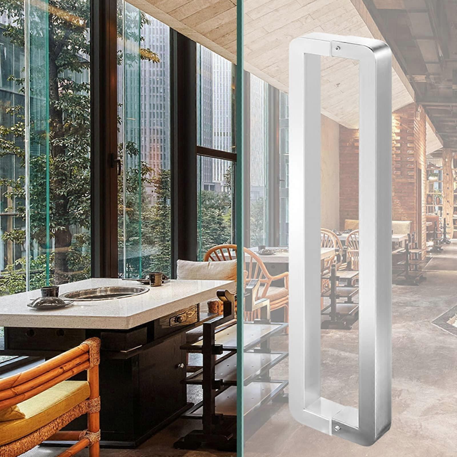 Stainless Steel Barn Door Handle Set for Sliding Doors, RustResistant, 20.6 Inch Silver Pull