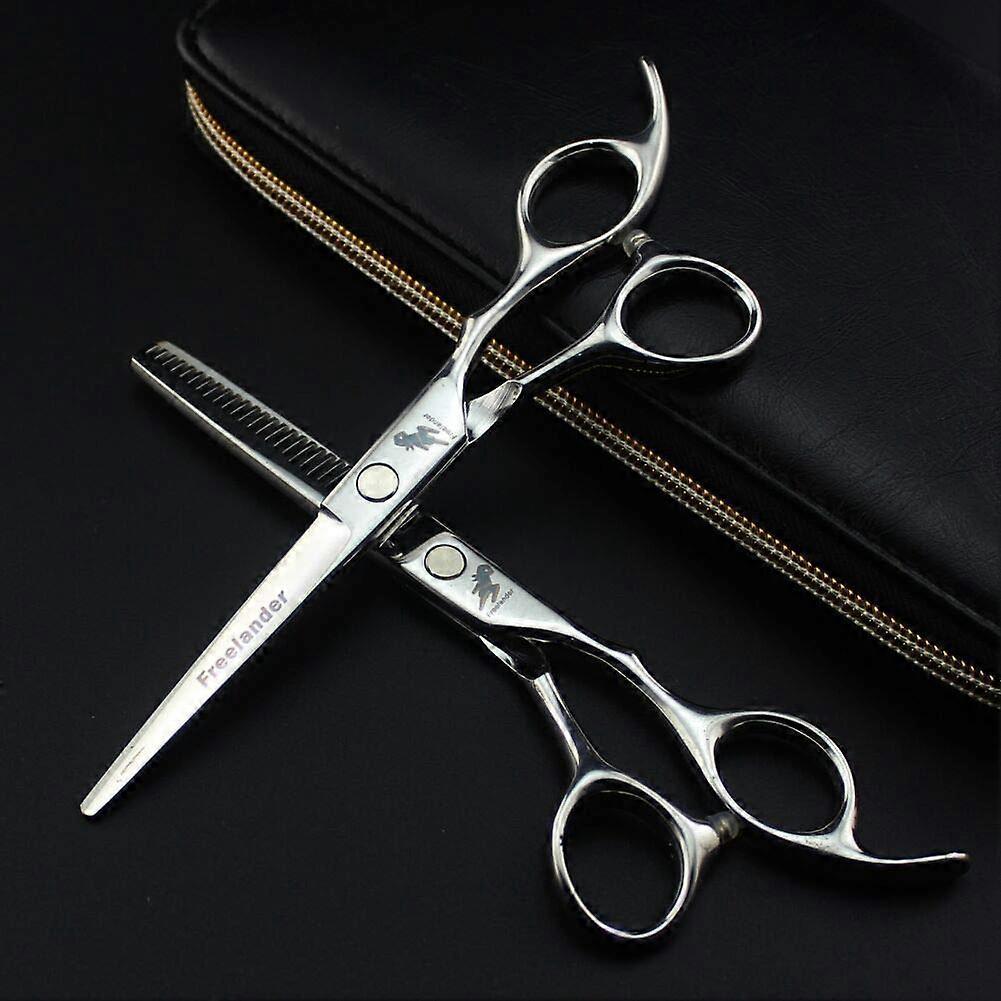 Professional Hairdressing Scissors Set 6 Inch Silver Dual Function Precise Cutting and Thinning