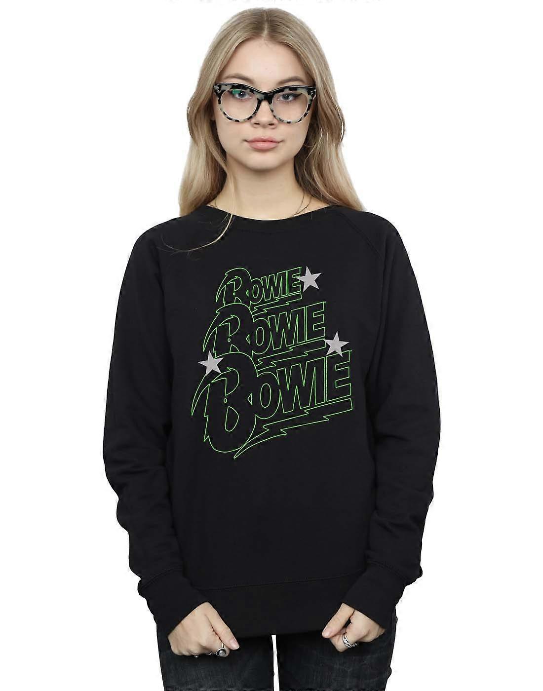 David Bowie Women's Multiple Neon Logo Sweatshirt