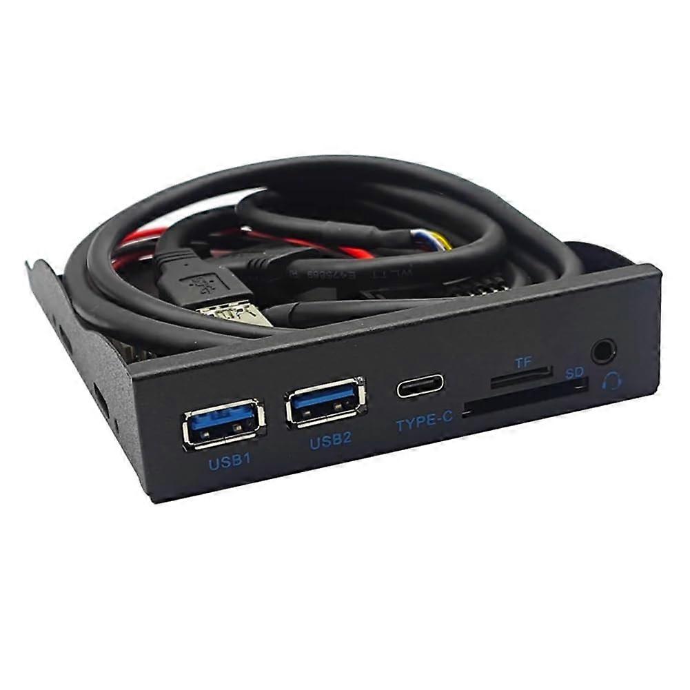 USB 3.0 TypeC Front Panel Hub 5Gbps with Audio Ports and TF SD Card Reader for Desktop