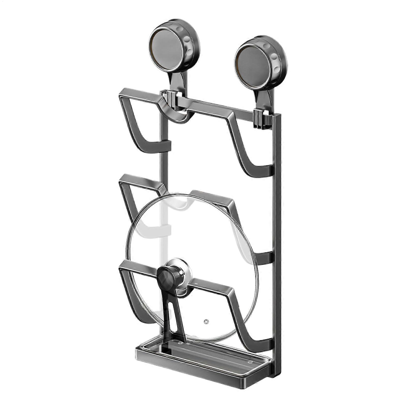 Wall Mounted 3Tier Pot Lid Organizer Rack NoDrill HeavyDuty SpaceSaving Kitchen Storage