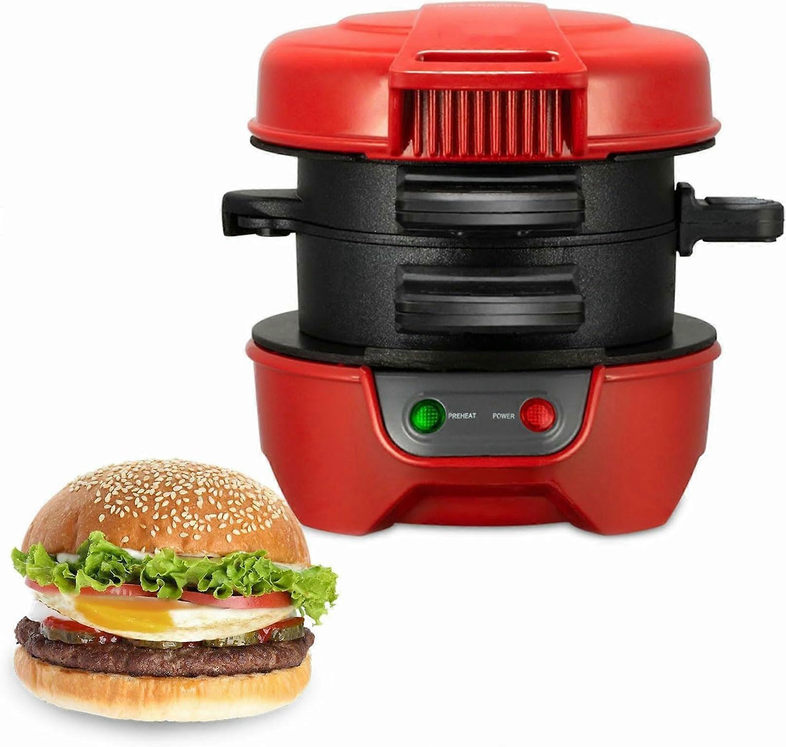 Burger Press Breakfast Sandwich Maker NonStick Hamburger Cooker Quick Easy Clean Black