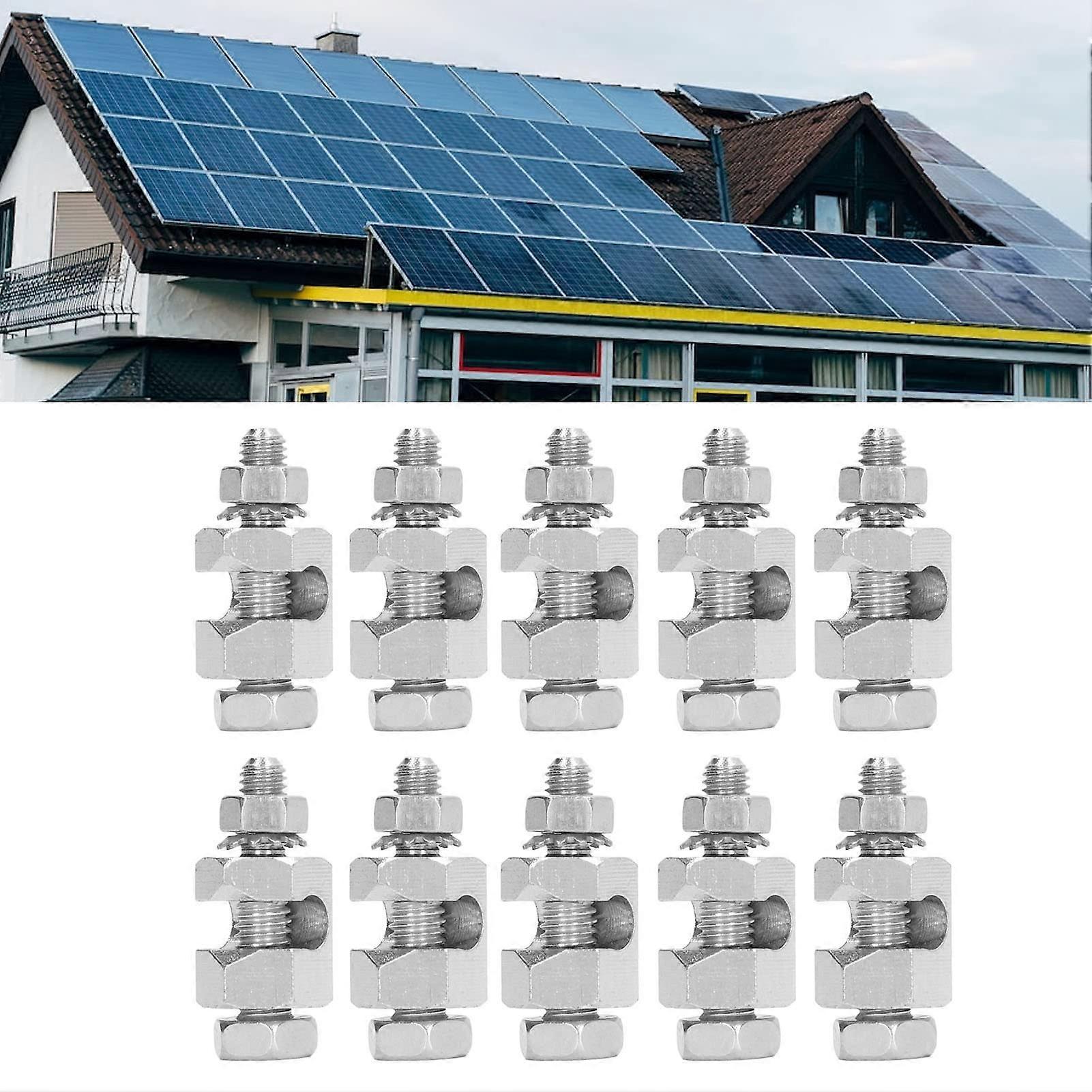 10PCS Copper Solar Panel Grounding Clamp with Hex Bolt Grip for Effective PV Module Protection