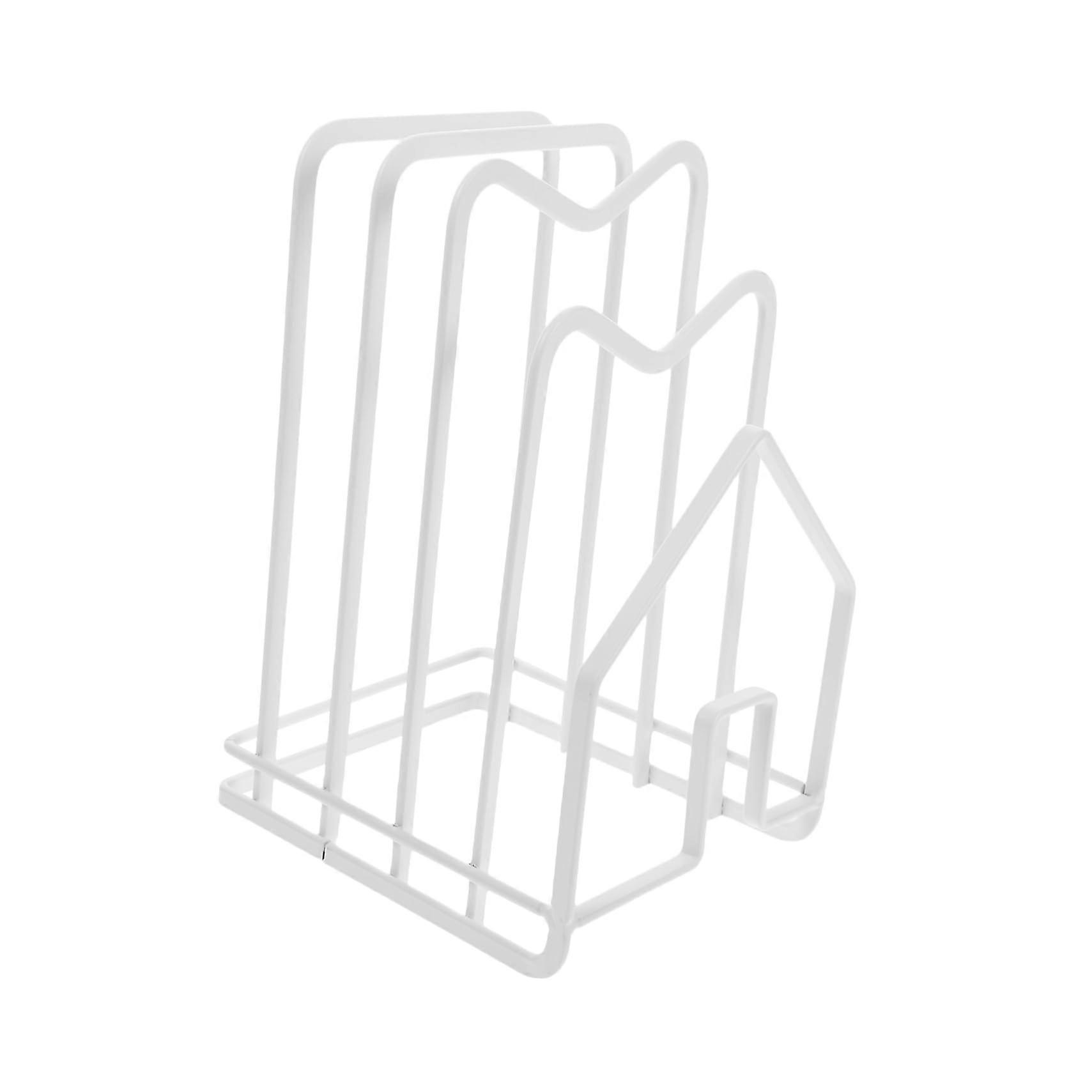 Kitchen Storage Rack with Iron Cutting Board Holder and Pot Lid Organizer for SpaceSaving Use