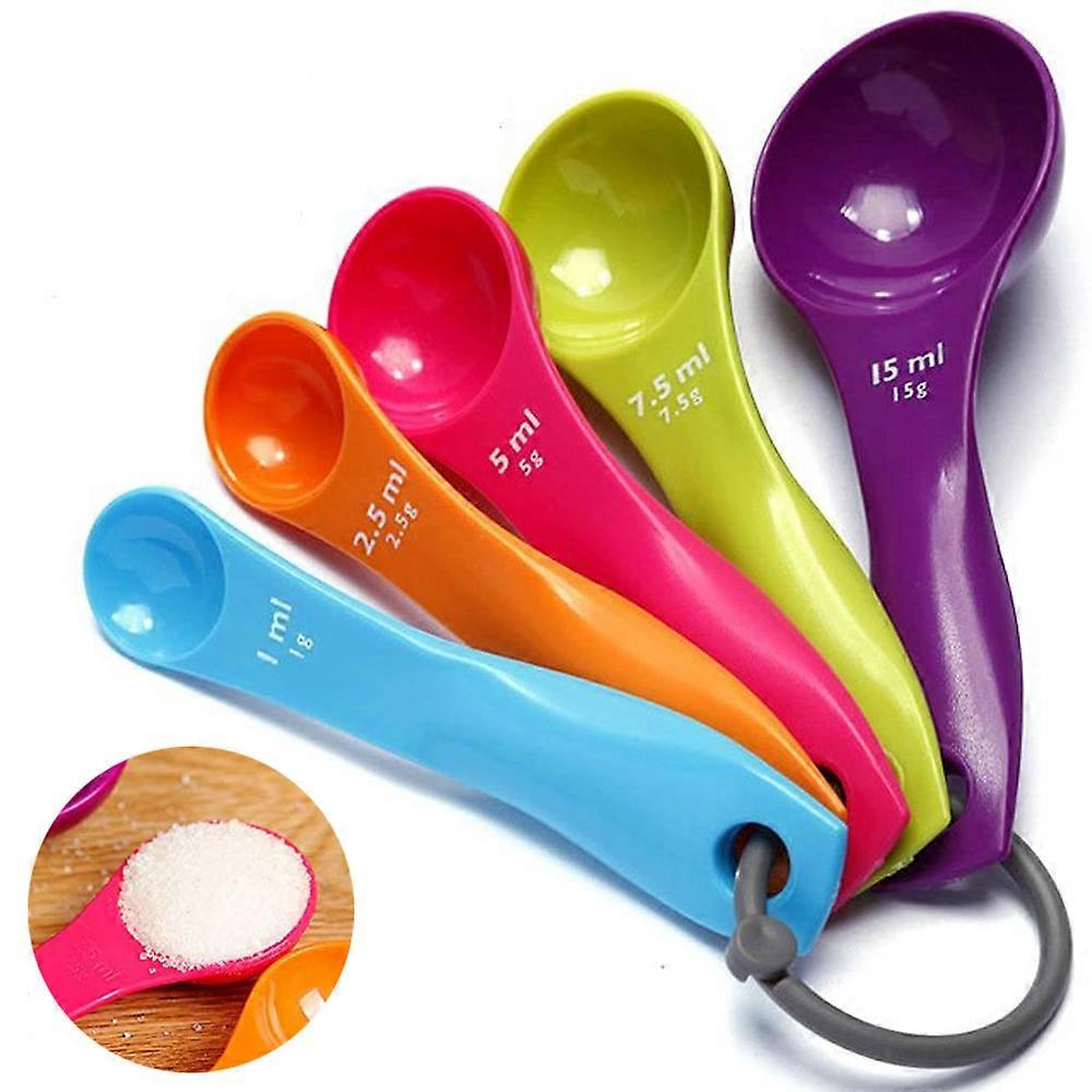 5-Piece Plastic Measuring Spoon with Scale, Food Grade