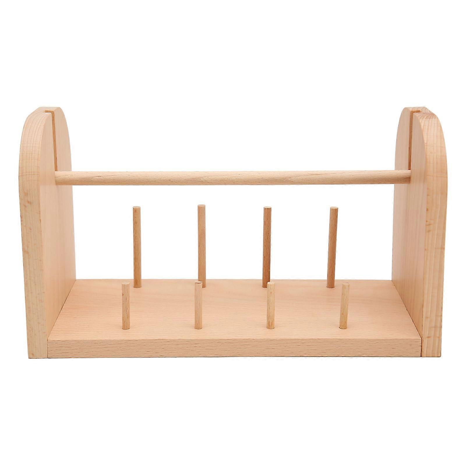 Thread Spool Holder Wooden Rack for Embroidery, 9 Spool Desktop Organizer Storage Stand