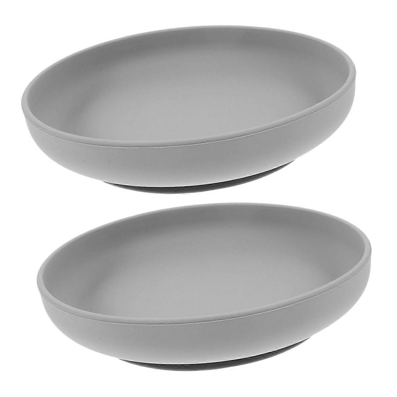 2pcs Adaptive Suction Plate with Silicone Spillproof Bowl for Elderly and Disabled Dining, Easy Clean
