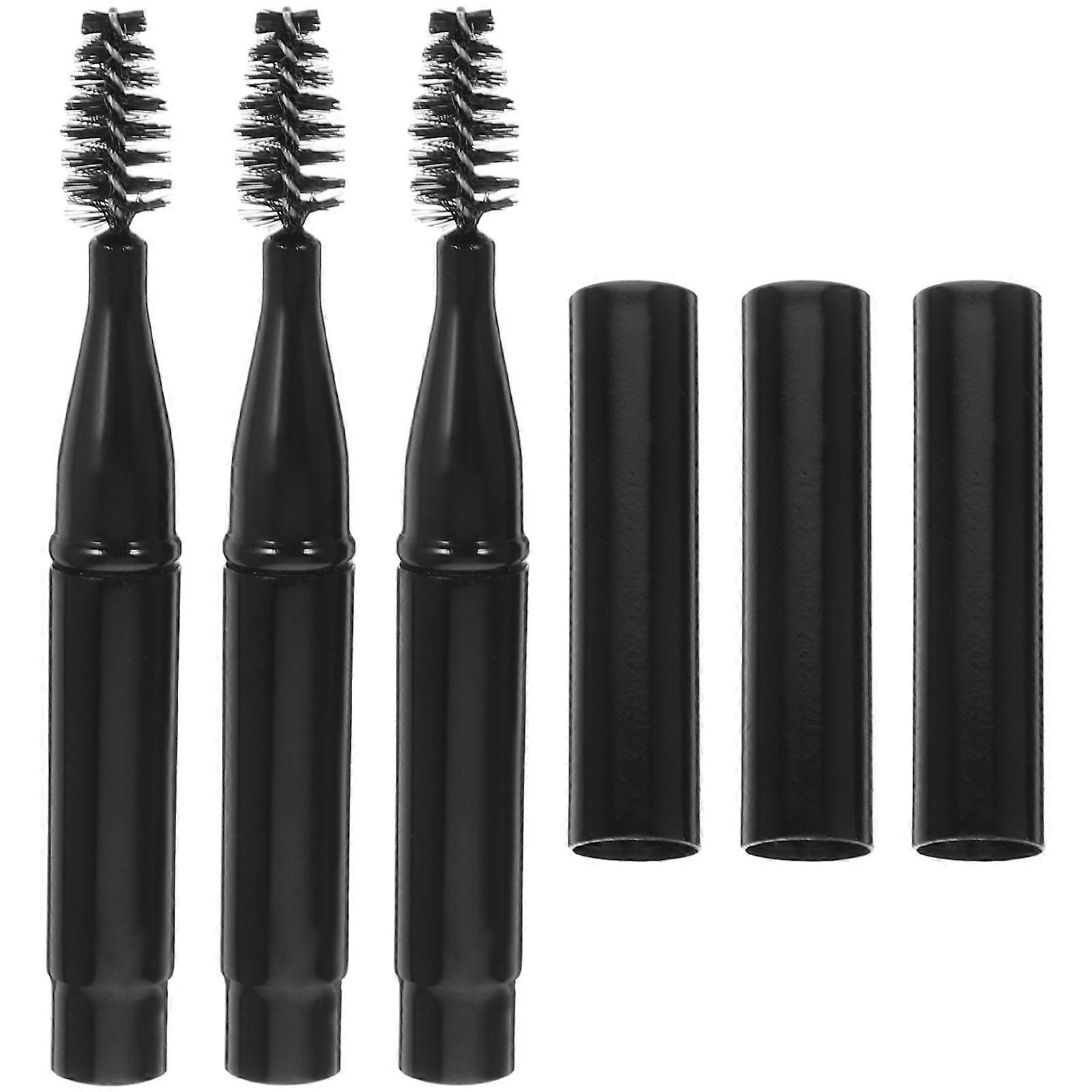 Eyebrow Brush Lash Comb Set for Makeup Use 9Pcs Black Aluminum