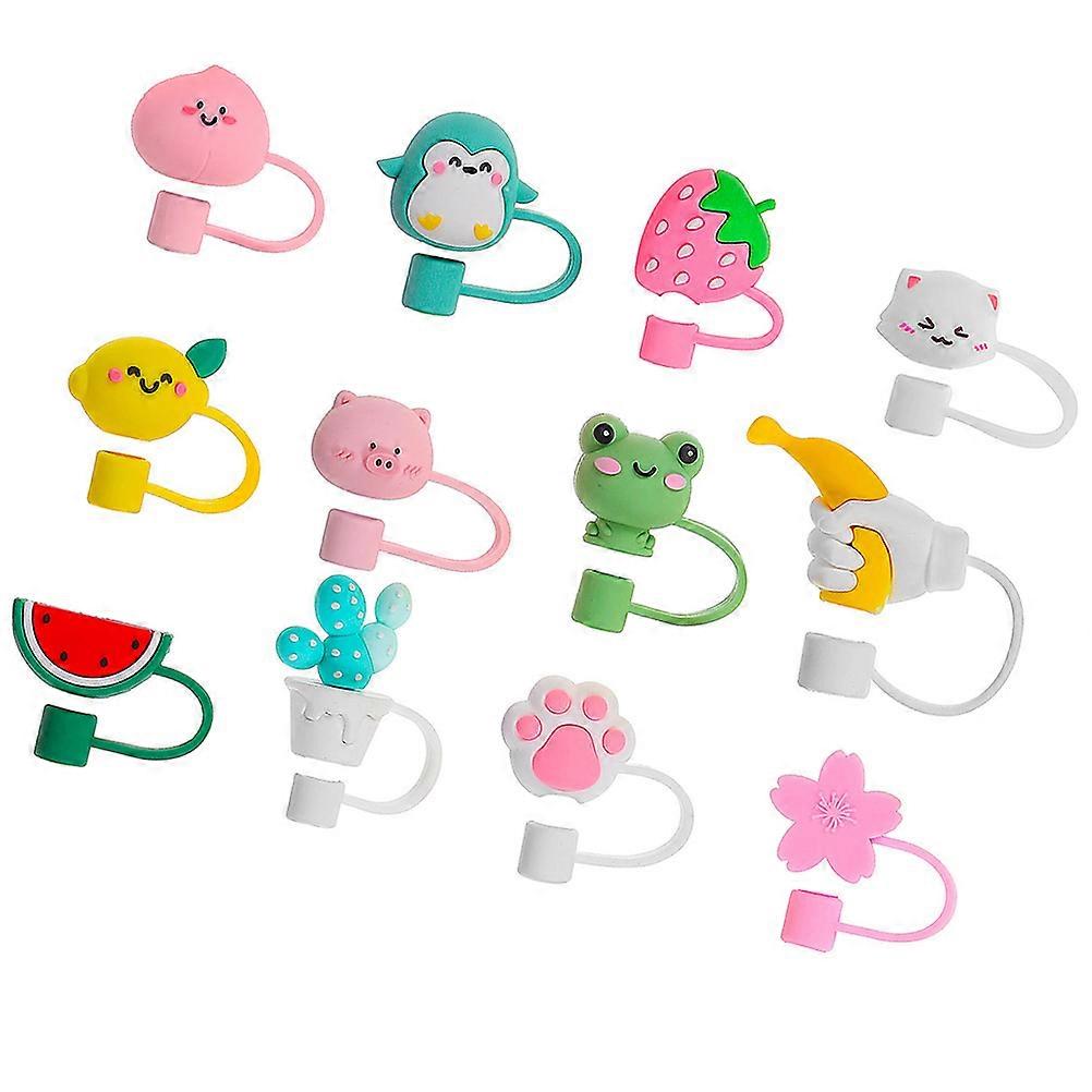 Silicone Straw Cover for Protection Use 12Pcs Assorted Color Straw Tips Caps