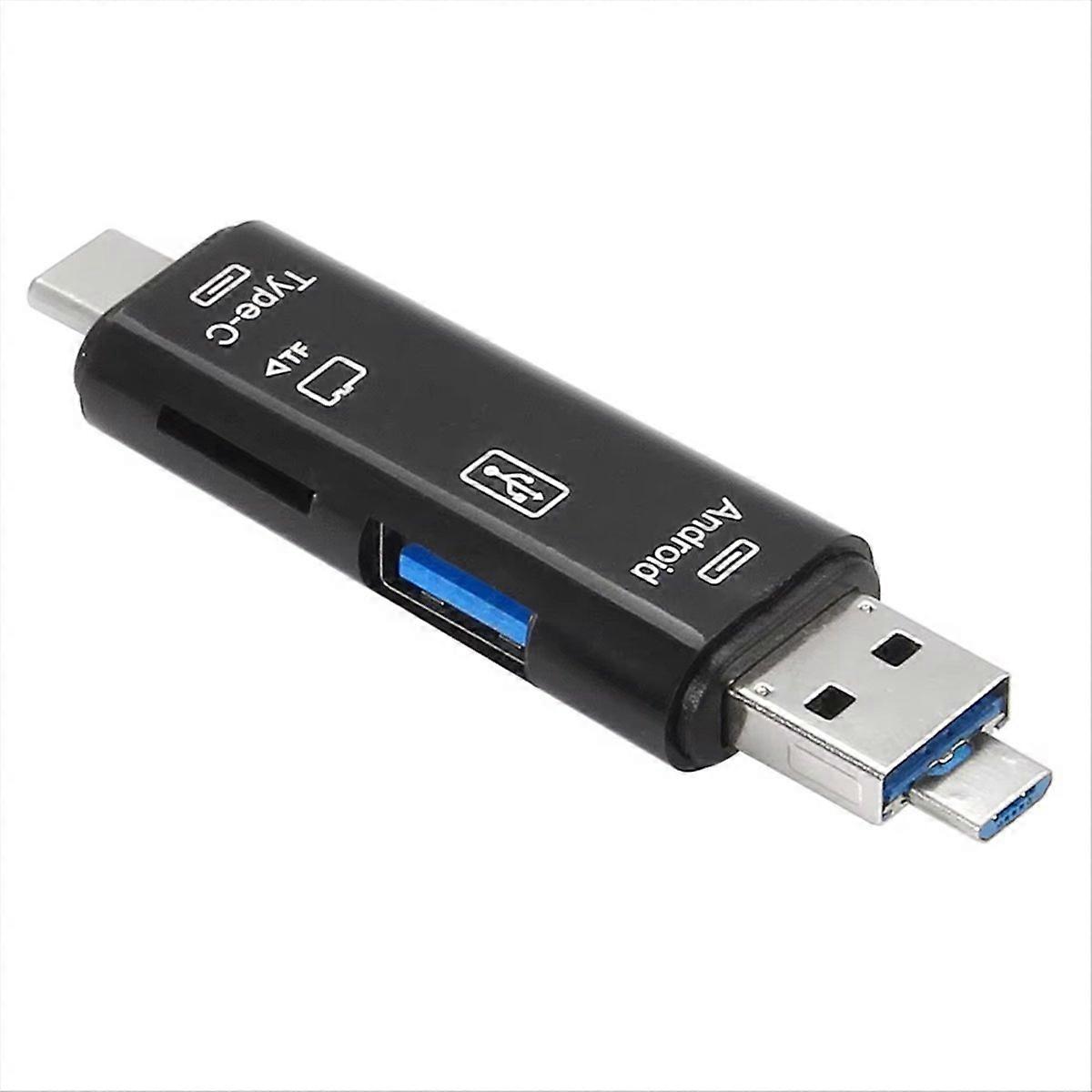 USB 3.0 Type C USB Micro-USB SD TF Memory Card Reader Black