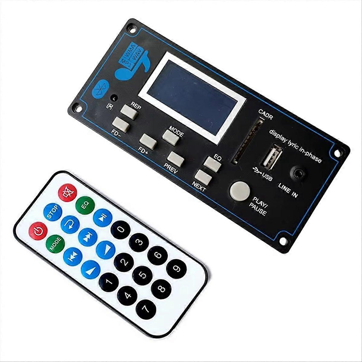 Bluetooth 12V LCD MP3 Decoder Board WAV Decoding MP3 Record Player Audio Module Support FM Radio AUX