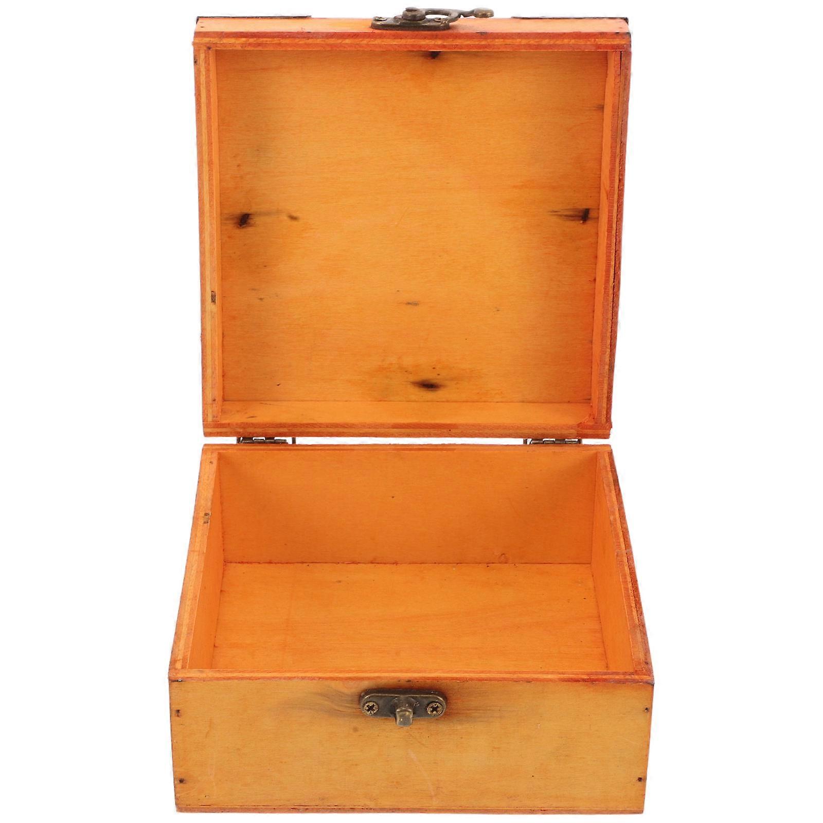 Wooden Trinket Box for Storage with Lock Retro Handmade Box with Lockable Lid